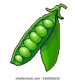 Pixel art green peas detailed illustration isolated vector