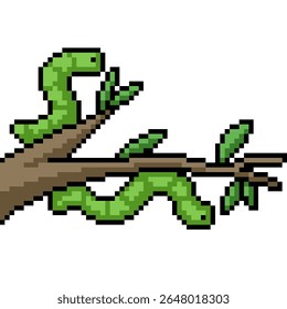 pixel art do verme verde comem o fundo isolado da folha