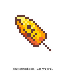 Pixel Art Grilled Corn. Retro 8 bit Style Street Food Grilled BBQ Corn on the Cob Illustration. Ideal for Sticker, Retro Decorative Element, Game Asset, Emoji, Patch or Cute Geek Avatar.	