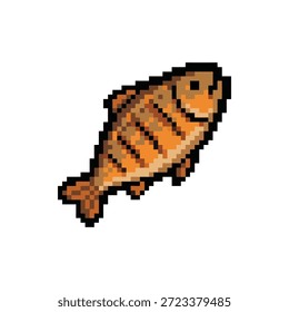 Pixel arte grelhado peixe sprite para sobrevivência alimentar sistemas de inventário