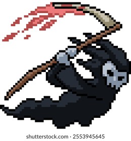 pixel art of grim reaper death isolated background