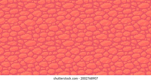 Pixel art ground background. Seamless soil texture backdrop. Vector illustration.