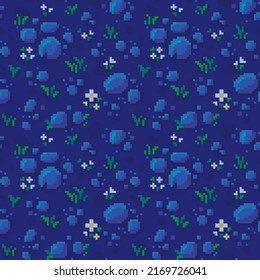 Pixel art ground surface. Stone texture seamless tile backdrop. Environment background for computer game. 8 bit retro style vector illustration