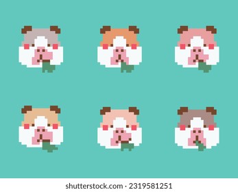 Pixel Art Guinea Pig Avatars Set. Adorable Retro Style 8 Bit Design of Rodent Character for Gaming, Social Media, and Online Identity Purposes.