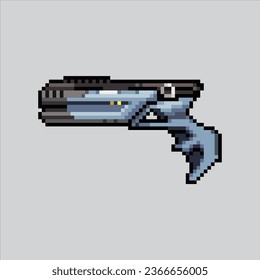 Pixel art Gun Beam. Pixelated futuristic gun. futuristic alien beam weapon icons background pixelated for the pixel art game and icon for website and video game. old school retro.