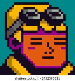 Pixel art guy face, 8-bit man, avatar male funny character, cartoon vector icon, game user or web profile person, people, social net portrait