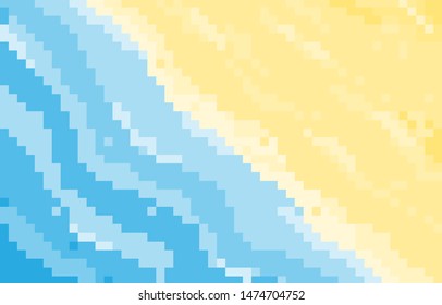 Pixel art half of Beach and sea vector illustration