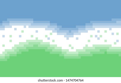 
Pixel art half of blue and green vector illustration