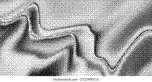 Textura de semitono del arte del píxel, matriz de puntos cuadrados negros y rejilla de tramado, fondo de ruido de impresión retro de alto contraste, Ilustración vectorial