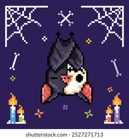 Pixel art halloween element flat illustrations vector