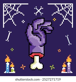Pixel art halloween element flat illustrations vector