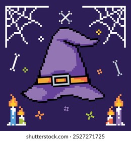 Pixel art halloween element flat illustrations vector