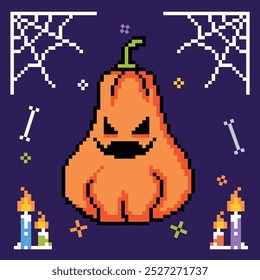 Pixel art halloween element flat illustrations vector