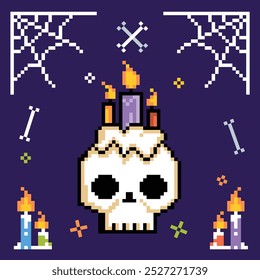 Pixel art halloween element flat illustrations vector