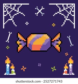 Pixel art halloween element flat illustrations vector