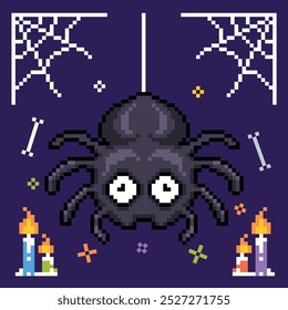 Pixel art halloween element flat illustrations vector