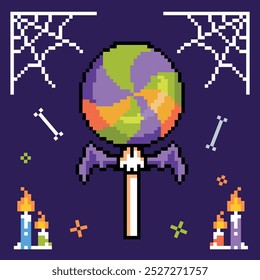 Pixel art halloween element flat illustrations vector
