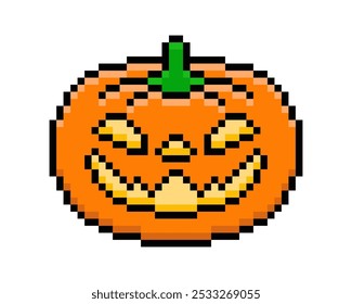 Pixel Art of Halloween Pumpkin. Vector Illustration