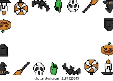Pixel art halloween sticker design background