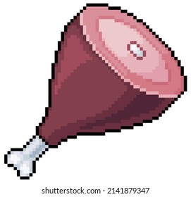 Pixel art ham pork shank vector icon for 8bit game on white background
