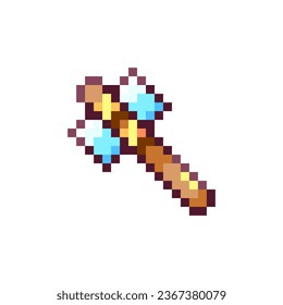 Icono de martillo de arte de píxeles. Juego retro de 8 bits Smash, Craft y Build Weapons Sticker. Elemento de estilo de videojuego de arcade de 80 y 90 para activos de juego o Sprite, símbolo de interfaz o patrón decorativo.
