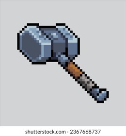 Pixel art hammer. Pixelated Hammer. Hammer icons background pixelated for the pixel art game
and icon for website and video game. old school retro.