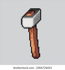 martillo de arte píxel. diseño pixelado para martillo, web,
aplicación móvil, insignias y parches. Sprite de videojuegos. 8 bits. Ilustración vectorial aislada.