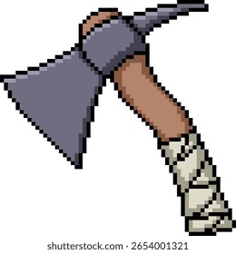 Pixel-Kunst von Hand Axt-Werkzeug Waffe isolierten Hintergrund