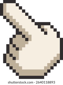 Pixel art hand cursor. Retro style pointer vector illustration.