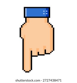 Pixel Art Hand Pointing Down