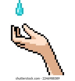 pixel art of hand water drop