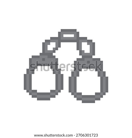  pixel art handcuffs lock 8 bit vector icon for computer game logo