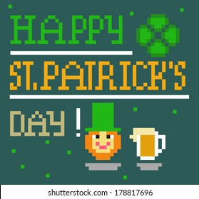 pixel art happy st. Patrick's day 8 bit