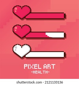 pixel art health hearts design