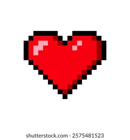 Pixel art heart. 8 bit style design. Retro game. Vector graphic.