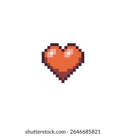 Pixel art heart, 8-bit life icon for retro video games, health indicator in classic video games, RPGs, or nostalgic digital art projects. Isolated vector illustration.