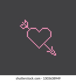 Pixel art heart with arrow vector icon. Sign for web, mobile design and 8 bit games.
Vector illustration. Valentine day, love, wedding symbol.