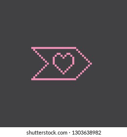 Pixel art heart arrow  vector icon. Sign for web, mobile design and 8 bit games.
Vector illustration. Valentine day, love, wedding symbol.