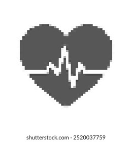 Pixel Art Pulso de latido cardíaco Icono Vector