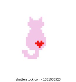 pixel art heart cat