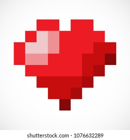 Pixel art heart game. Vector illustration sexy red heart . Polygonal Valentine dot pixel of heart.Valentines, mothers day logo. Love, sexy heart card, background. Beautiful Red sexy love top  icon.