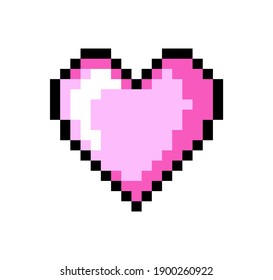 Pixel art heart icon isolated on white background. Vector 8-bit retro style illustration.
