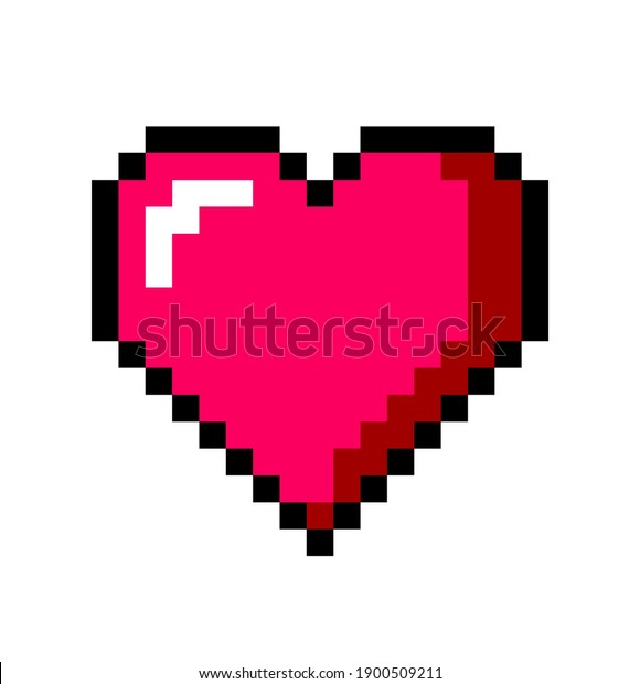 Pixel Art Heart Icon Isolated On Stock Vector (Royalty Free) 1900509211 ...