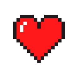 Pixel Art Heart Isolated On White Background