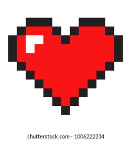 Pixel art heart isolated on white background