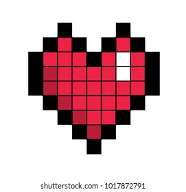 Pixel art heart isolated on white background