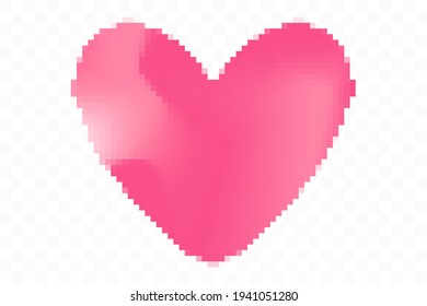 Pixel art heart isolated on transparent background