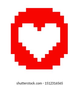 Pixel art heart love color icon valentine set