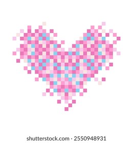 Pixel arte corazón amor color icono día de San Valentín. Fondo de corazón de píxel rosa. Diseño de juego de corazón de píxel. Fondo de símbolo de amor para el día de San Valentín, día de la madre, medicina, fondos de tecnología, juego