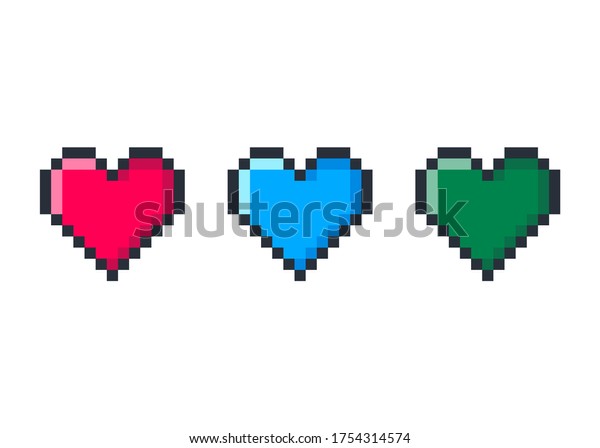 Pixel Art Heart Love Valentine Pixel Stock Vector (Royalty Free ...